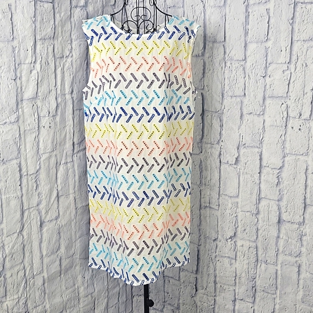 Onia Marina Geo Stitch Multicolored Mini Dress Large